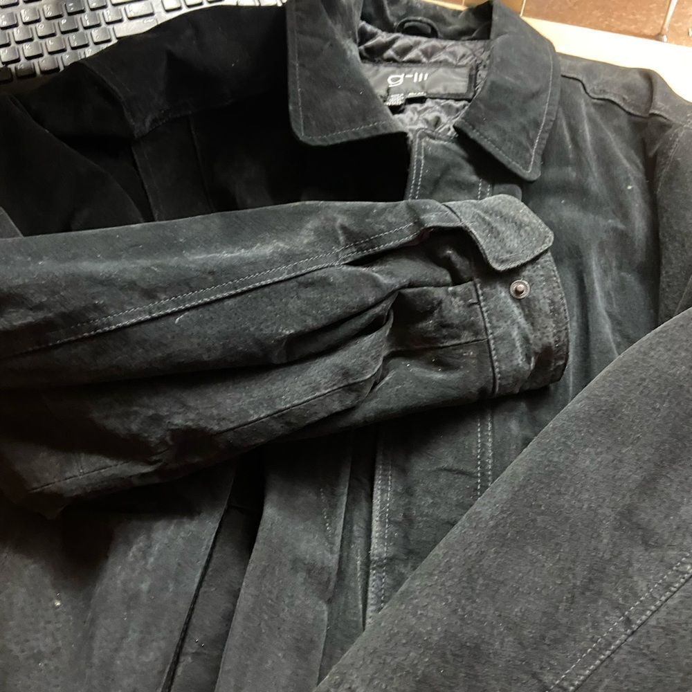 G III vintage lined black suede coat perfect condition see pics - Picture 3 of 4